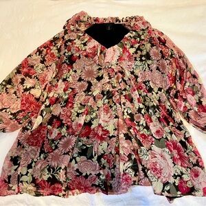 House of Harlow 1960 Black and Pink Floral Top